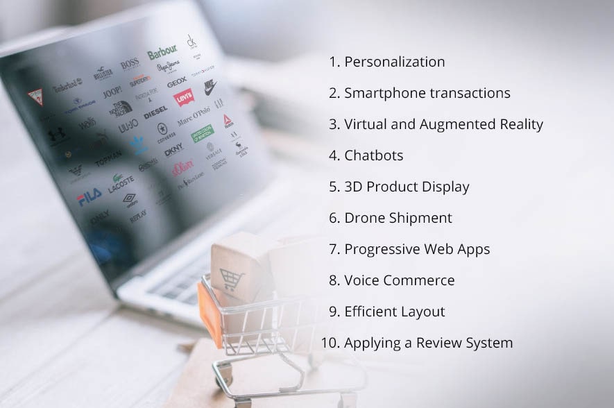 a laptop with list of top-10 ecommerce development trends