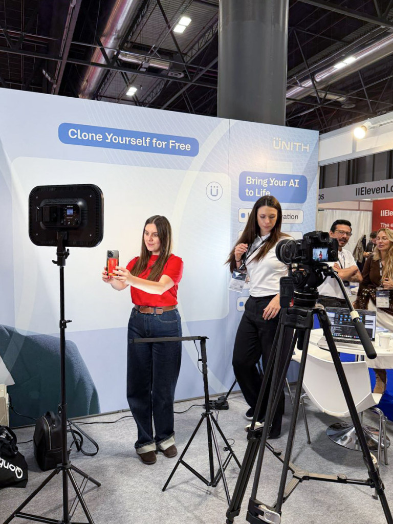 Photo of Kristina testing out one of the solutions at the event